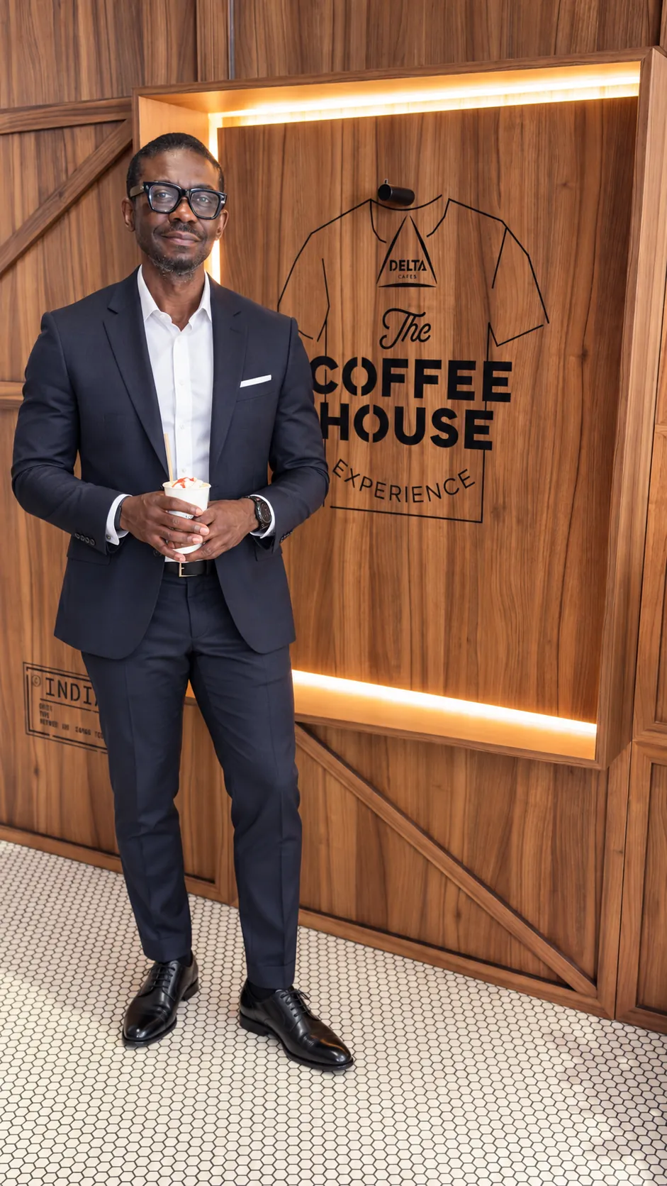 DeMarco Campbell at a coffee house